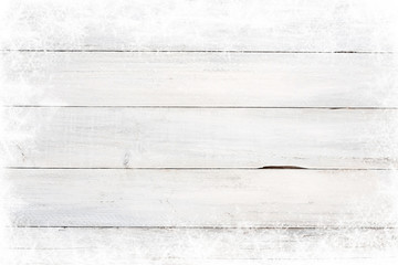 Christmas background - Old white wood texture with snow.  topview, border design. vintage and...
