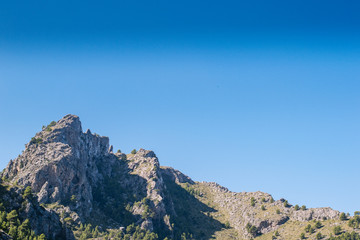 mediterranean mountains against blue sky