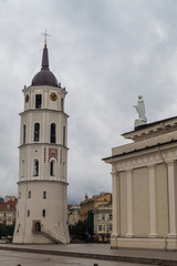 Belfry of Cathedral Basilica Of St. Stanislaus And St. Vladislav On Cathedral Square in Vilnius, Lithuania.