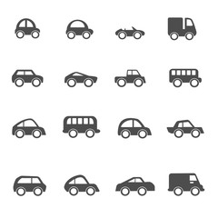 car icons set vector