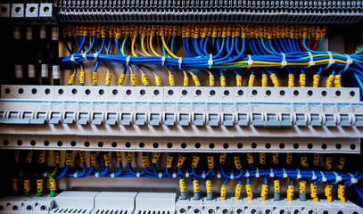 Voltage switchboard with circuit breakers. © romaset