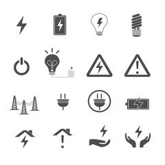 energy icons set vector