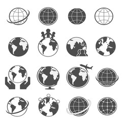 globe earth icons set vector