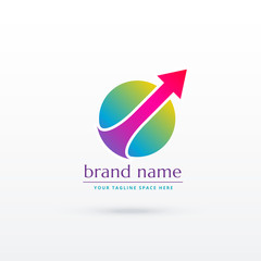 circle with arrow pointing upward showing success logo concept design