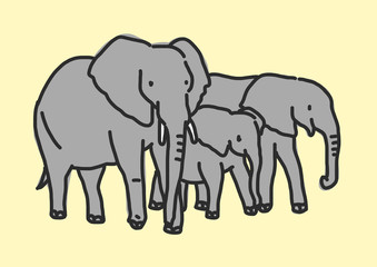 Fototapeta premium Elephant line drawing. hand drawn. vector illustration.