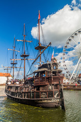 GDANSK, POLAND -  SEPTEMBER 2, 2016: Pirate ship on Motlawa river in Gdansk, Poland