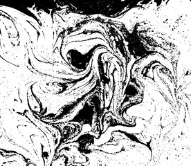 Black and white liquid texture. Watercolor hand drawn marbling illustration. Abstract vector background. Monochrome marble pattern.