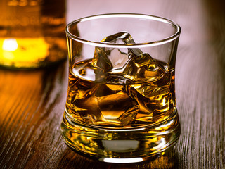 Glass of whiskey on the rocks