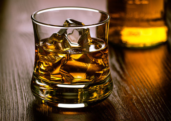 Glass of whiskey on the rocks