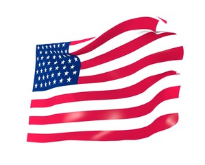 Obraz premium American flag, USA flag on white background : 3D rendering.