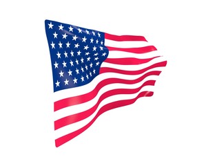 American flag, USA flag on white background : 3D rendering.