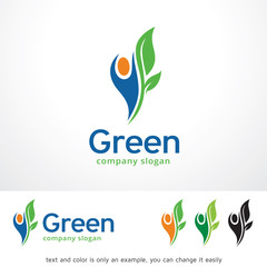 Green People Logo Template Design Vector, Emblem, Design Concept, Creative Symbol, Icon