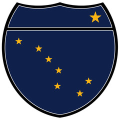 Alaska Flag In An Interstate Sign