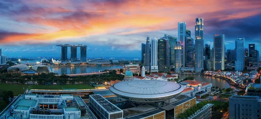 Schilderijen op glas Singapore skyline © anekoho