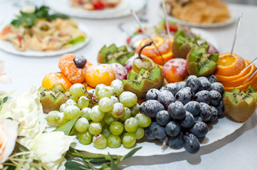 fresh fruits on table