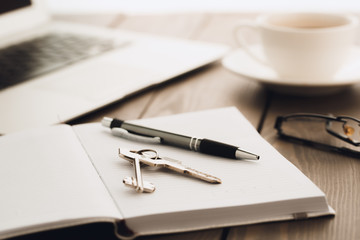 Real estate agency office objects isolated on table
