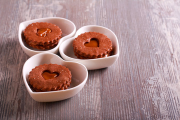 Chocolate cookies with caramel filling