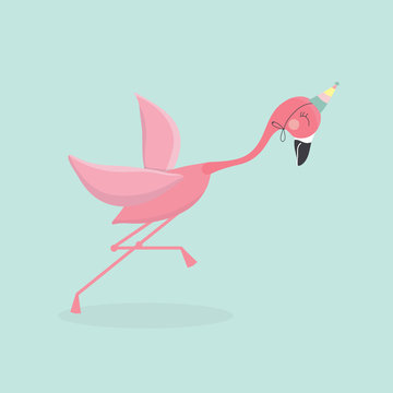 Cute cartoon flamingo.