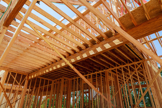 New residential construction house framing