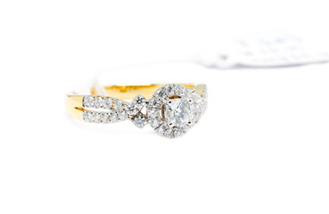 Gold ring with diamond isolated