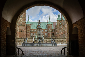 Entrance through the gate to Frederiksborg castle, the largest Renaissance residence in Scandinavia. HDR-Photo