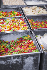 colorful food macaroni pasta background in India market