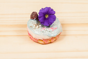 donut on a wooden background 