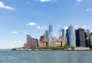 Fototapeta na wymiar Lower Manhattan skyline New York City from bay NYC USA