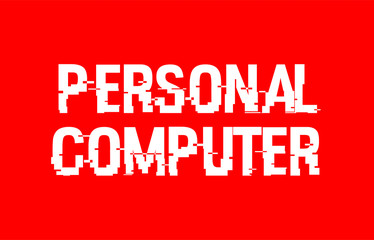 Fototapeta na wymiar personal computer text red white concept design background