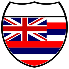 Hawaii Flag In An Interstate Sign