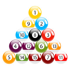 Billiard - Pool - Snooker Balls in Triangle Vector Set Isolated