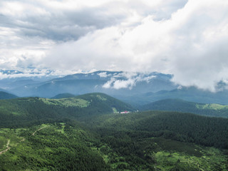 Carpathian mountain landscape summer in Ukraine on Hoverla hike