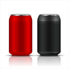 Aluminum drink can template blank packaging. Wet water or beer soda. Cola drink or juice isolated container