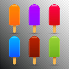 Vector ice cream set. Icecream with chocolate flavor, different color illustration