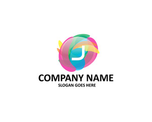 j letter abstract colorful logo