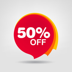 50% OFF Discount Sticker. Sale Red Tag Isolated Vector Illustration. Discount Offer Price Label, Vector Price Discount Symbol.