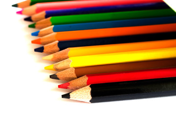 Crayons are combined on a white background.