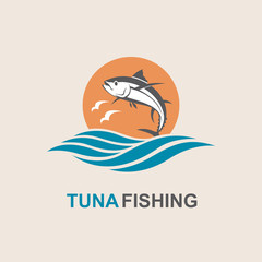 icon of tuna fish with waves