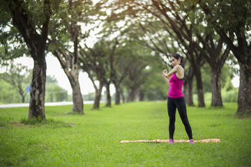 Women exercising.Women exercising in sunny bright light.