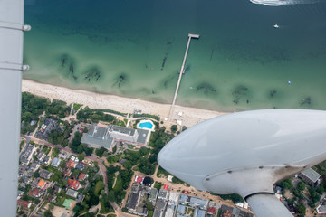 Panorama flight over the north of Germany. Schleswig-Holstein and Fehmarn
