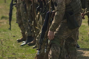 Front Line. Military attack on battlefield from ambush