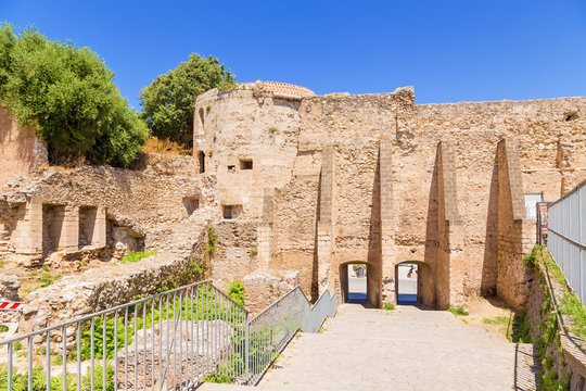 Alghero, Sardinia, Italy. Ruins of a medieval fortress