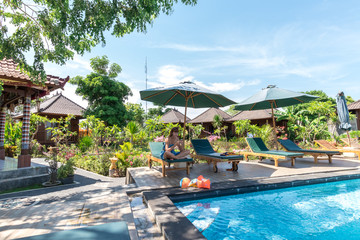 Tropical swimming poll in nature. Island of Nusa Lembongan, Bali, Indonesia.