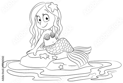 "Niedliche Meerjungfrau auf Felsen Vektor Illustration
