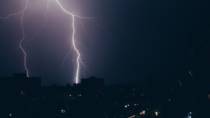Incredible huge lightning above the city