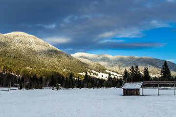 sunset after the first snowfall