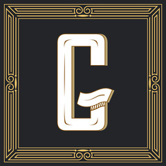 Retro style. Western letter design. Letter G