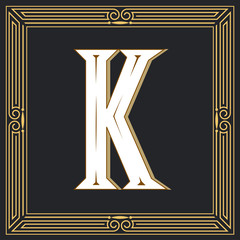 Retro style. Western letter design. Letter K