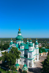 Fototapeta na wymiar Troitskyi monastery from the height of the bird's flight in Chernihiv