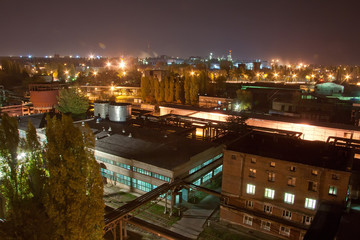 Fototapeta na wymiar Aerial night view of industrial area